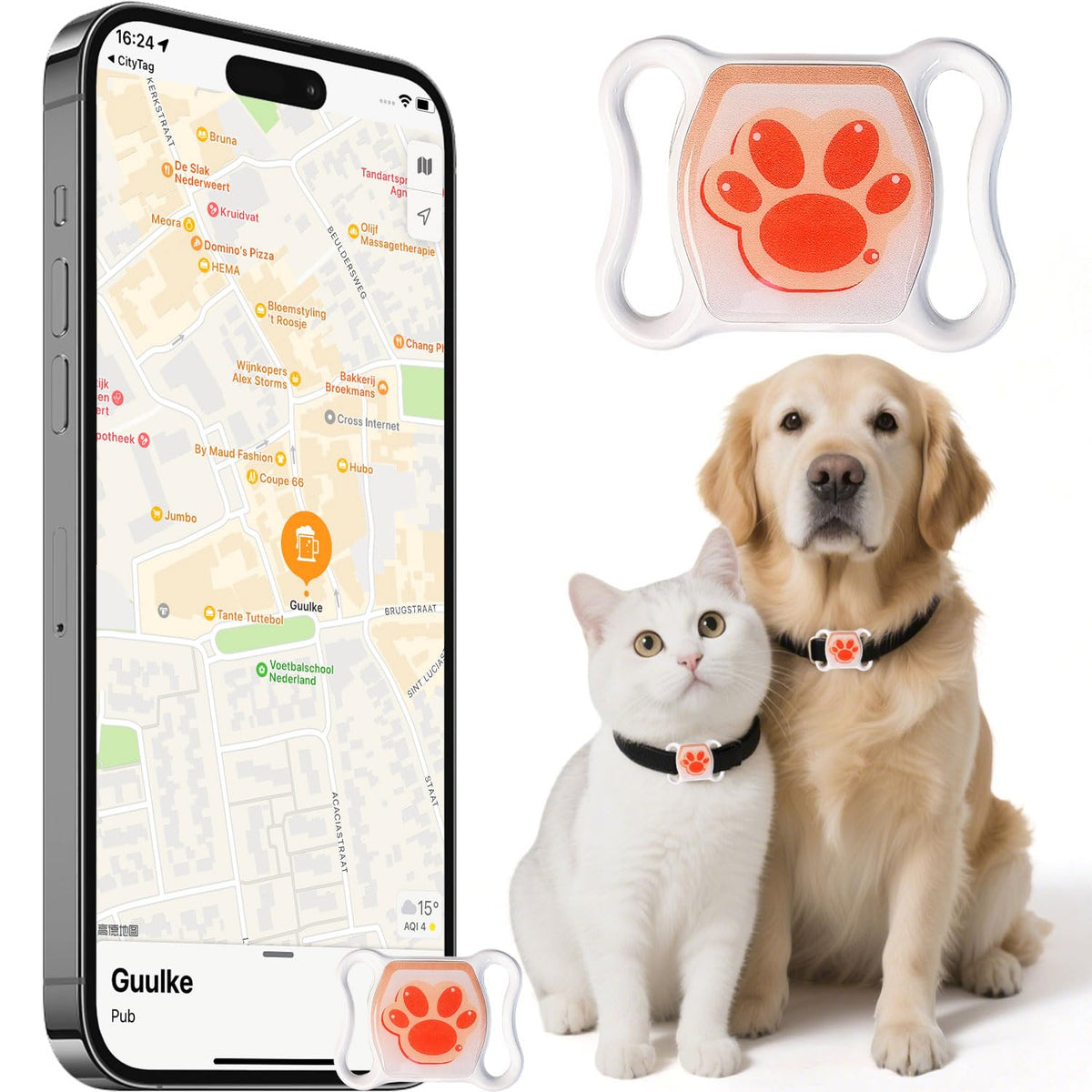 IOYDC localizador para gatos, etiqueta ligera para collar, facilita rastreo en tiempo real.