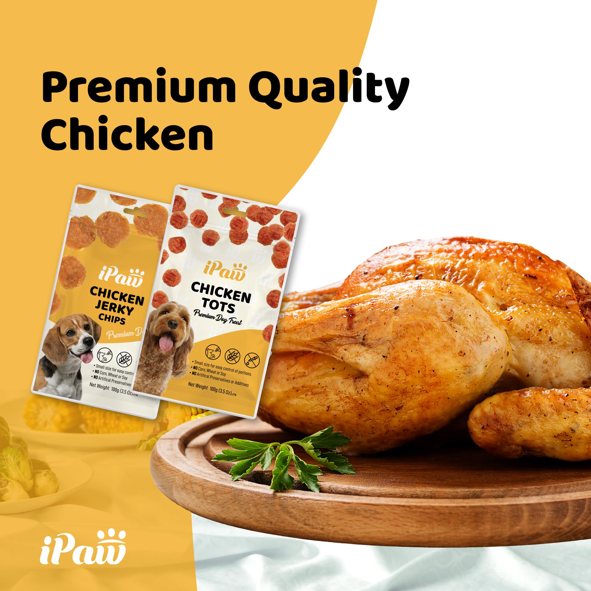 iPaw Chips de Pollo: sin granos, fácil de digerir para perros.