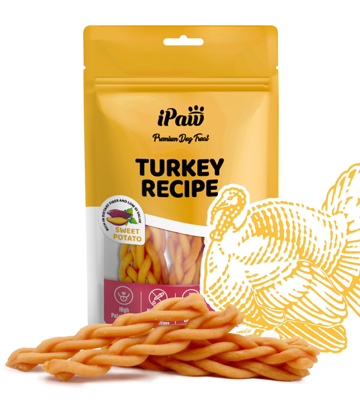 iPaw empaque snack de pavo para perros, opción natural para entrenamiento suave