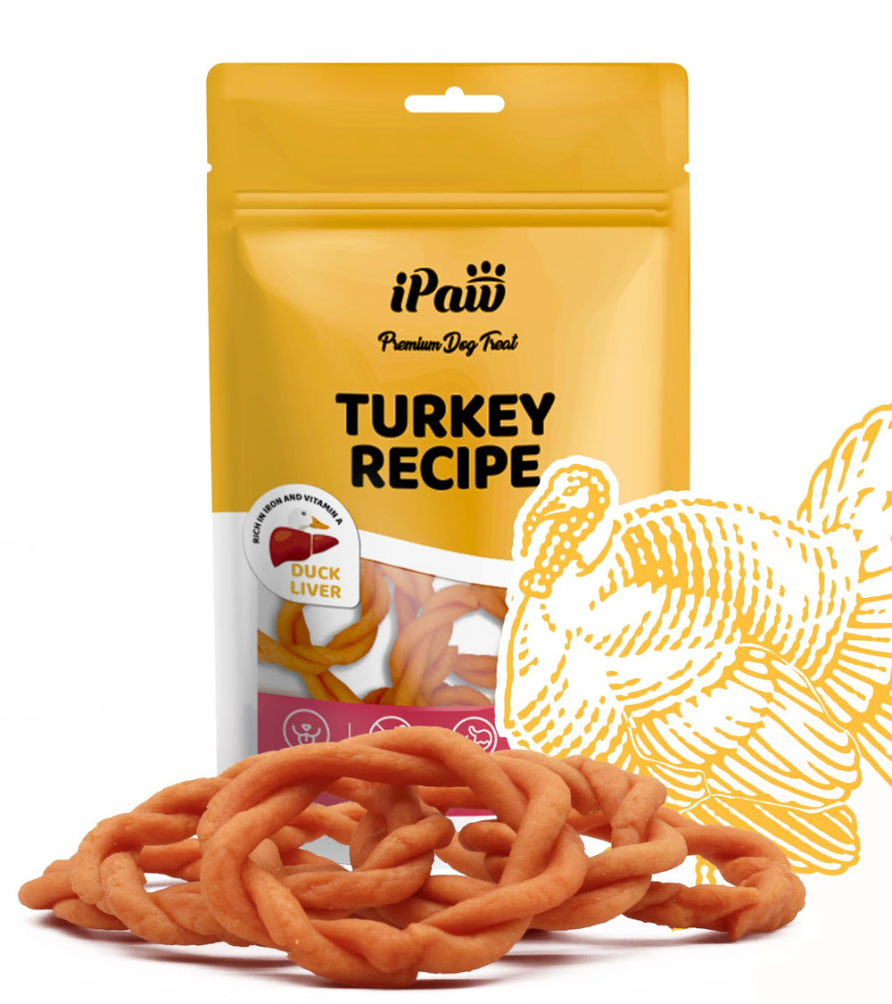iPaw golosinas de pavo para perro en anillo con hígado de pato, sabor intenso