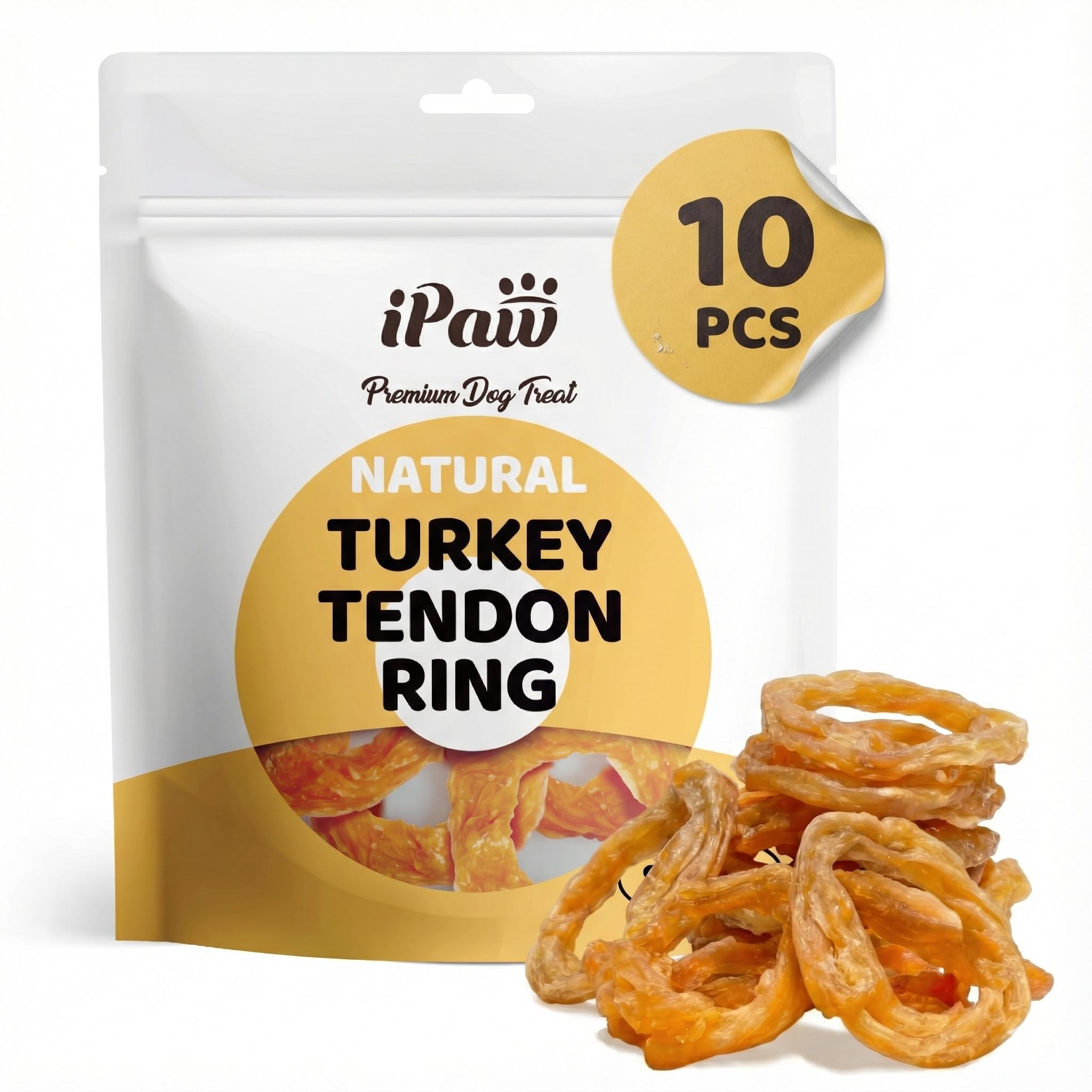 iPaw tendones de pavo, pack de 10 piezas, snack natural para masticar diario.