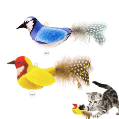 ipawspace juguetes para gatos con menta gatuna, pajaro cantando y pluma real, dos-pack.