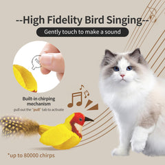 ipawspace juguetes para gatos con menta gatuna, pajaro cantando, primer plano.