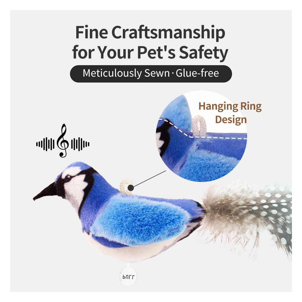 ipawspace juguetes para gatos, activacion por toque en pajaro cantando.