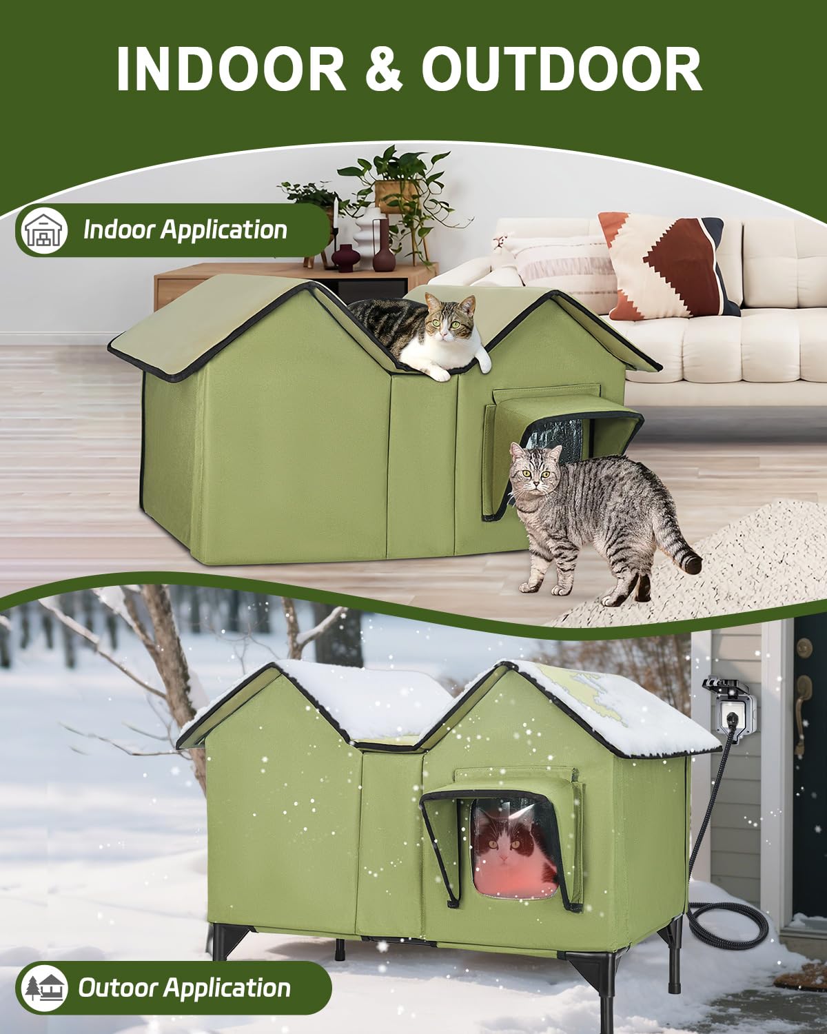 IPEAIN casa gato caliente base reforzada estable para patios