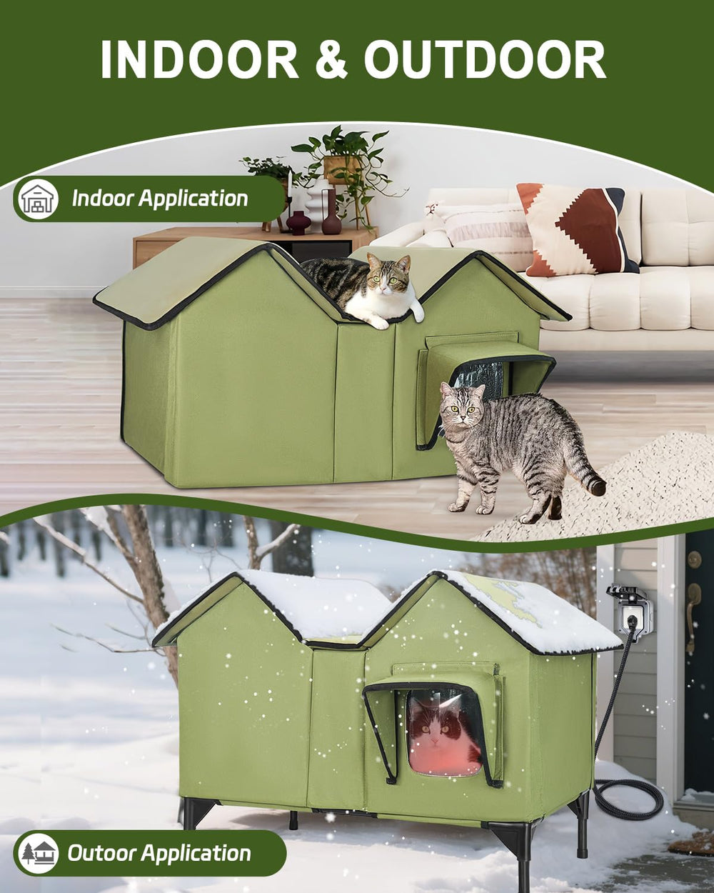 IPEAIN casa gato caliente base reforzada estable para patios