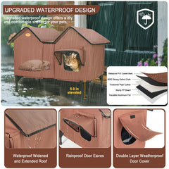 IPEAIN casa para gatos caliente exterior, entrada con toldo que bloquea viento y lluvia.