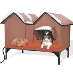 IPEAIN casa para gatos caliente exterior, vista frontal, amplio espacio para dormir y estirar.