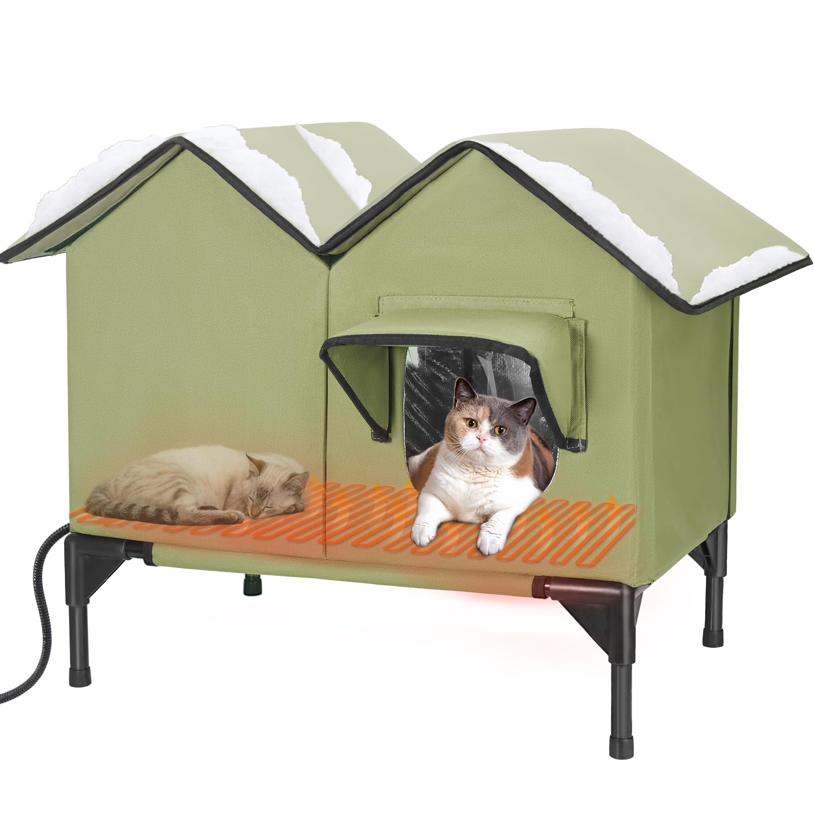 ipeain casa gatos calefaccionada exterior ofrece refugio cálido para felinos al aire libre.