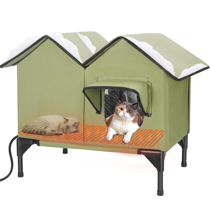 ipeain casa gatos calefaccionada exterior ofrece refugio cálido para felinos al aire libre.