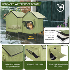 IPEAIN casa-gatos-exterior techo inclinado resistente a lluvia y nieve