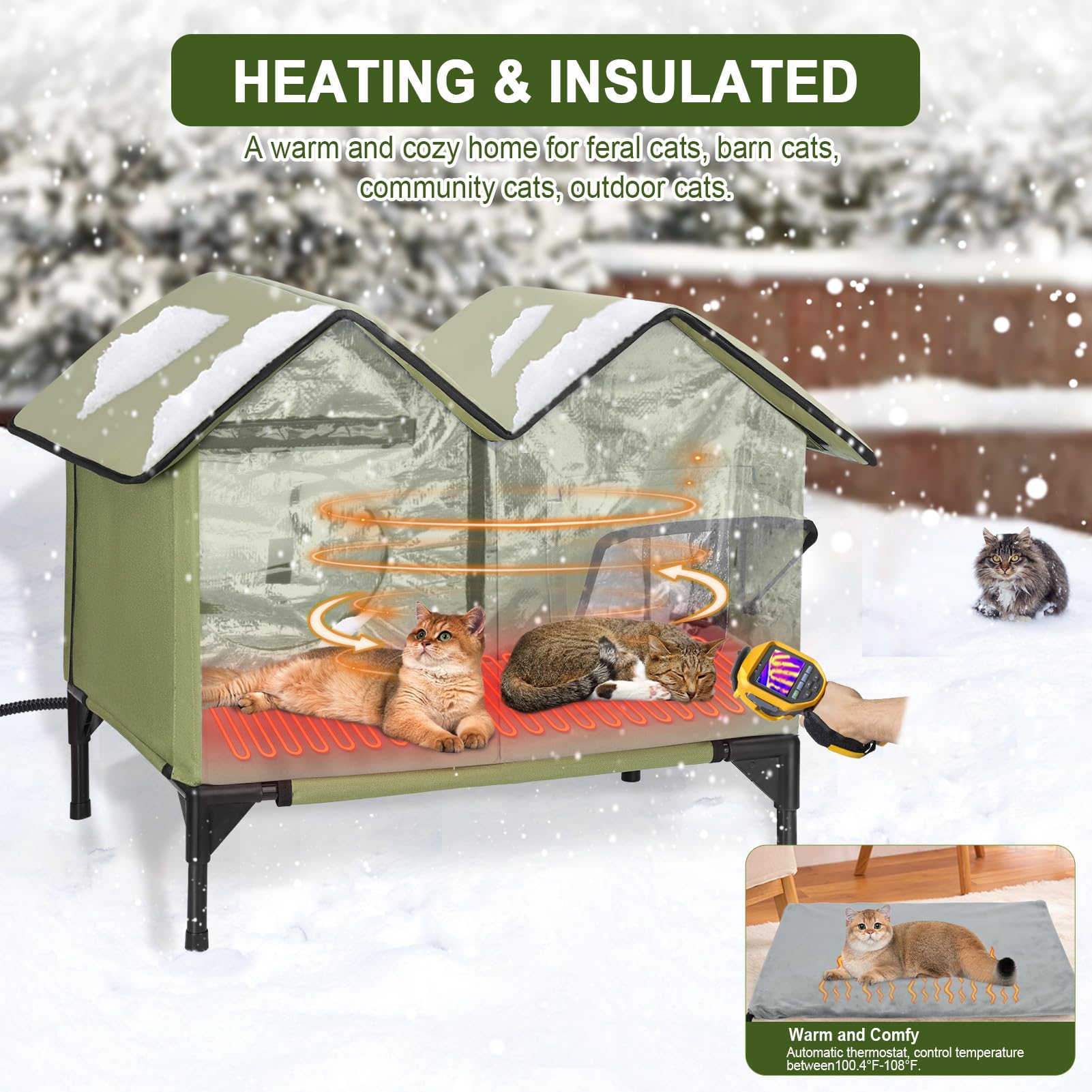 ipeain caseta gatos resistente al clima, ideal para uso exterior y seguro.