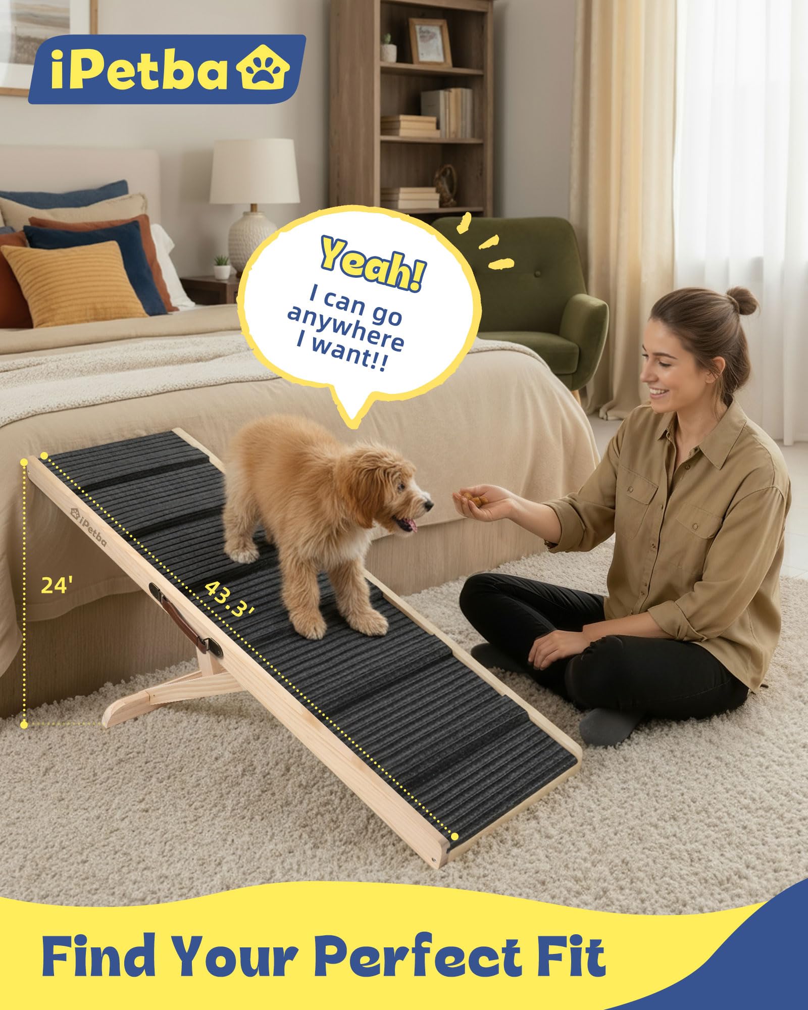 IPETBA rampa ajustable a 24 pulgadas para subir con comodidad.