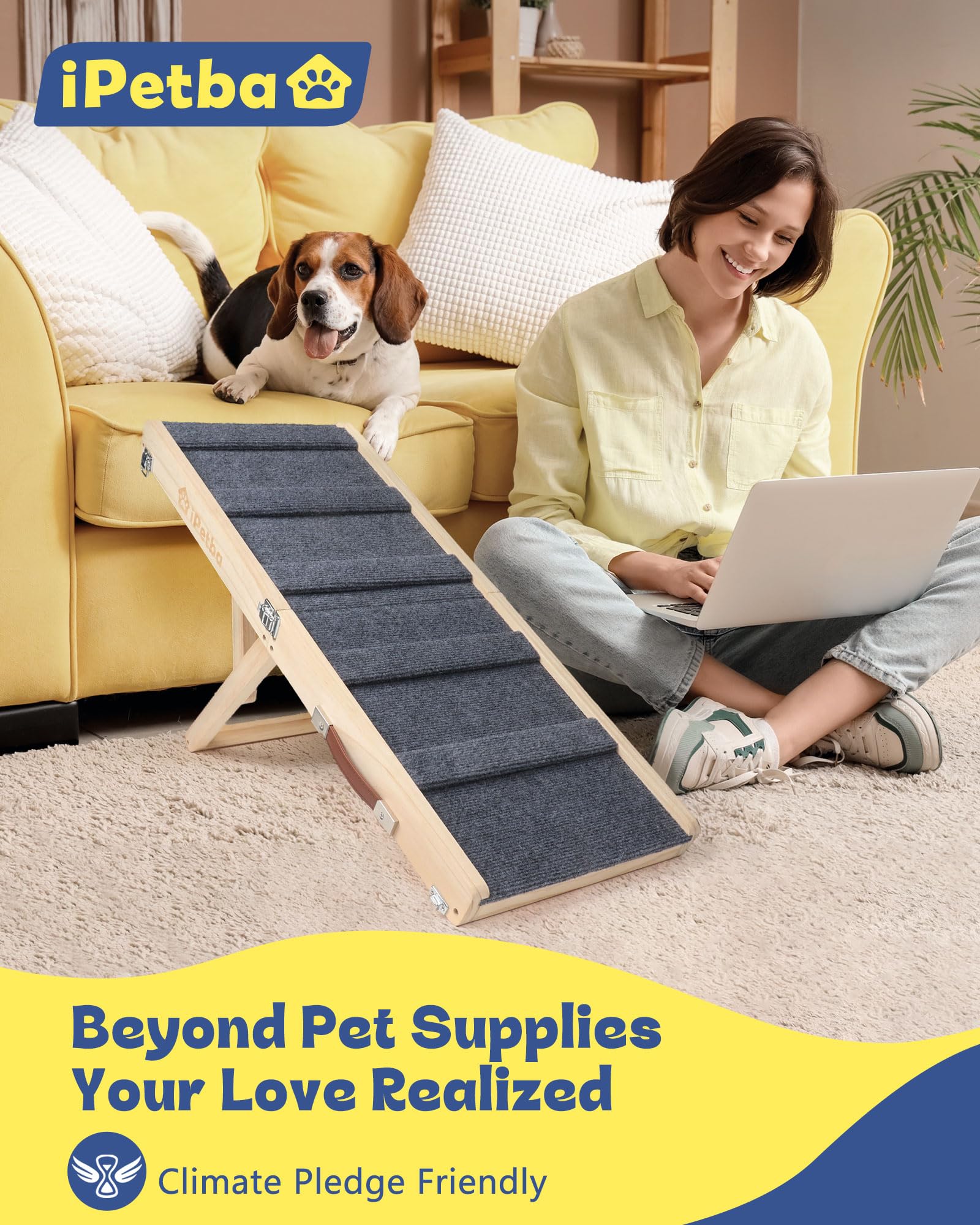IPETBA rampa para perro cama baja: acceso seguro sin salto.