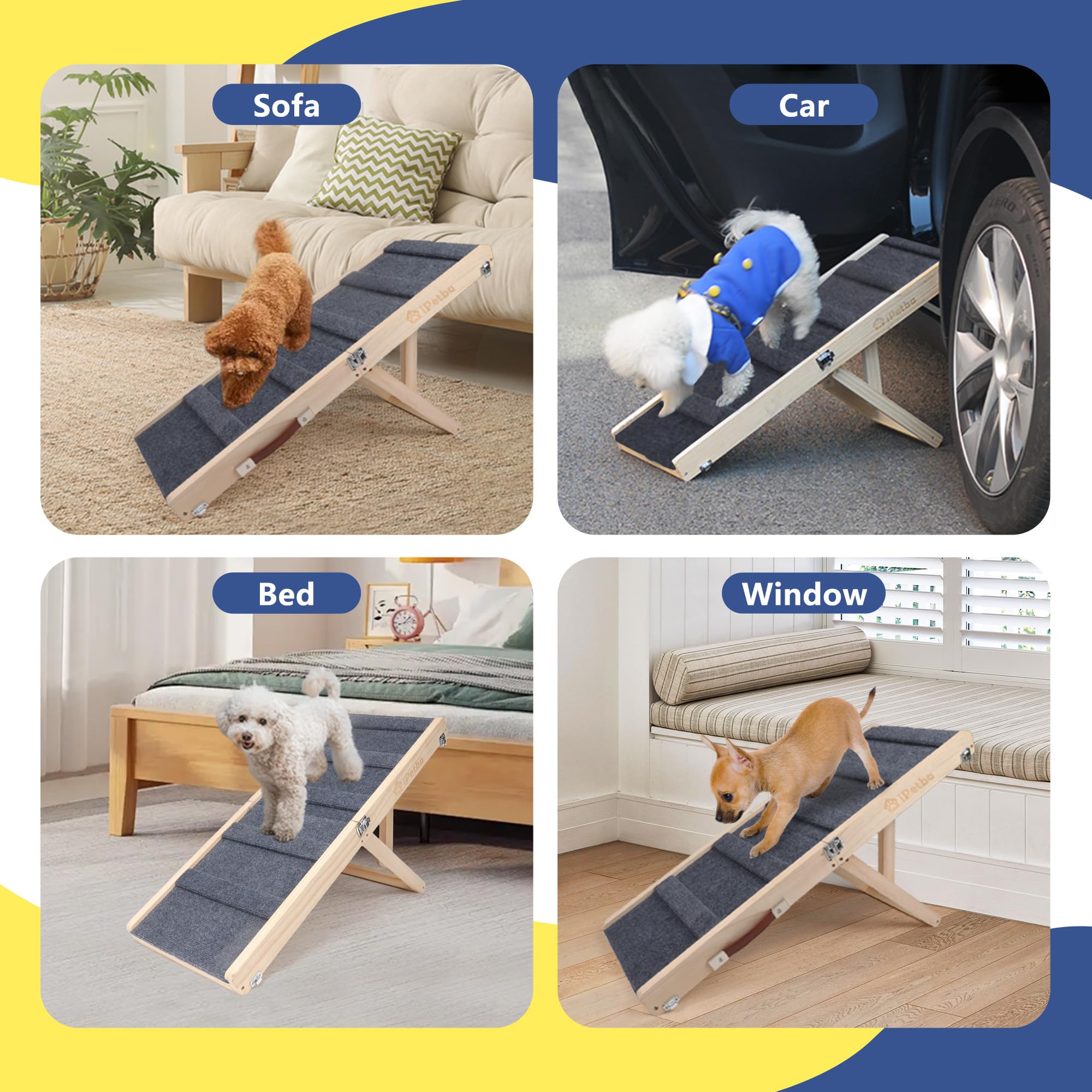 IPETBA rampa para perro tamano pequeno: soporte seguro para razas pequeñas.