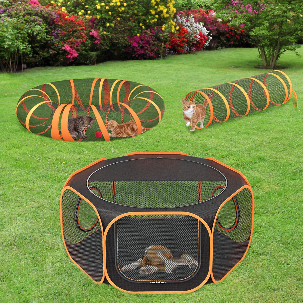 ipetstation conjunto exterior para gatos: espacio seguro para jugar al aire libre.