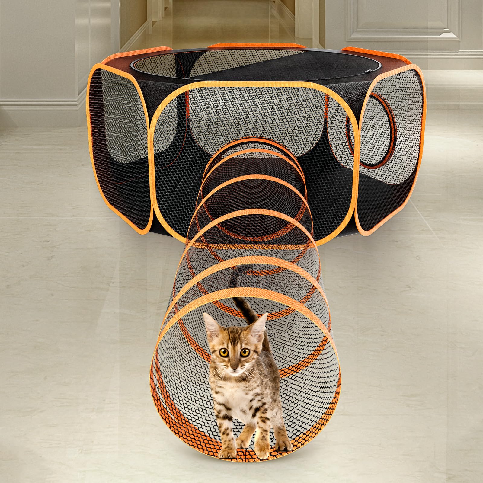 ipetstation tunel conectable para gatos: paso seguro entre zonas de juego.