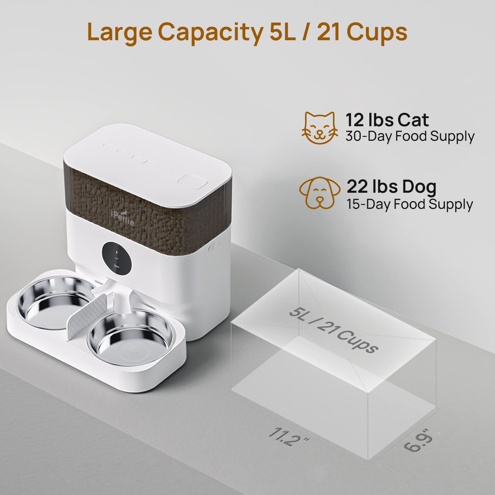 iPettie alimentador automático con control por aplicación para programación remota.
