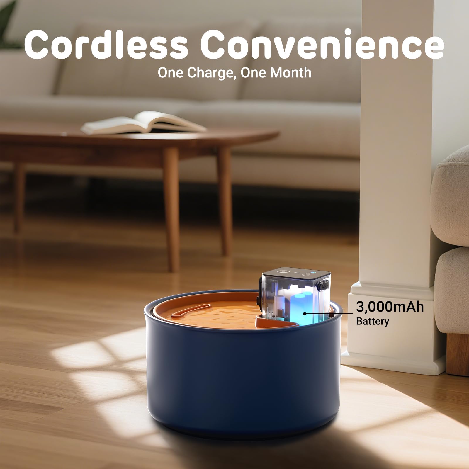iPettie bebedero con batería recargable de 3000mAh.