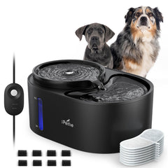 iPettie cascada para perros, flujo de agua estable y gran capacidad de 203 onzas.