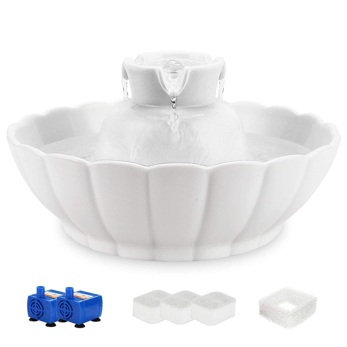 iPettie Tritone: fuente cerámica para gatos, vista frontal, fácil de limpiar.