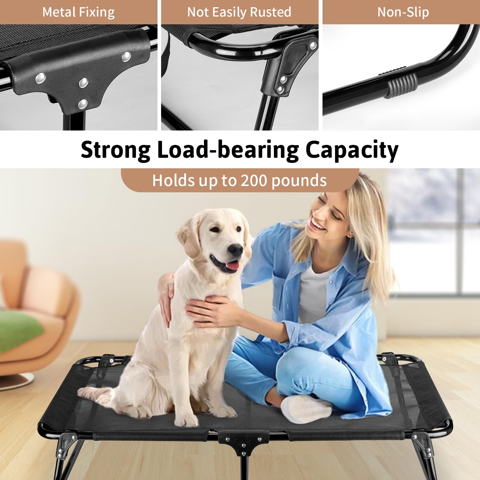 Ipixune cama elevada soporta hasta 200 libras para perros grandes