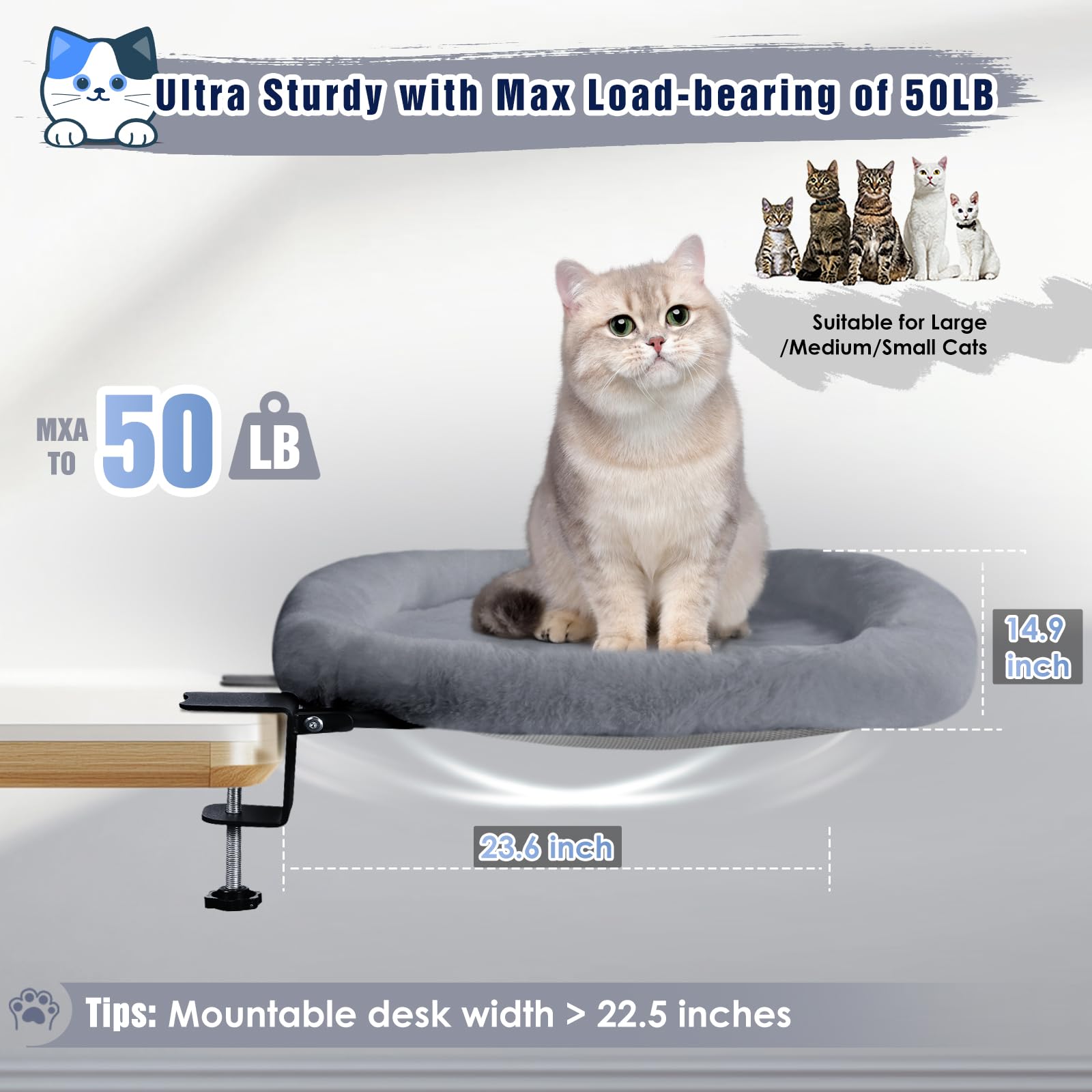 IPOW Cama Gato forro de pelo sintético ultra suave y cálido