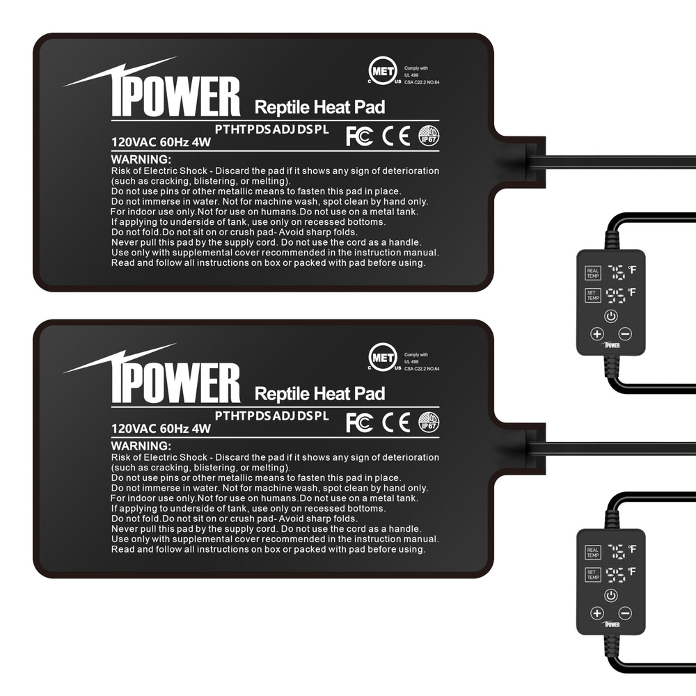 iPower calentador reptil 4W 4x7, superficie cálida para terrario.