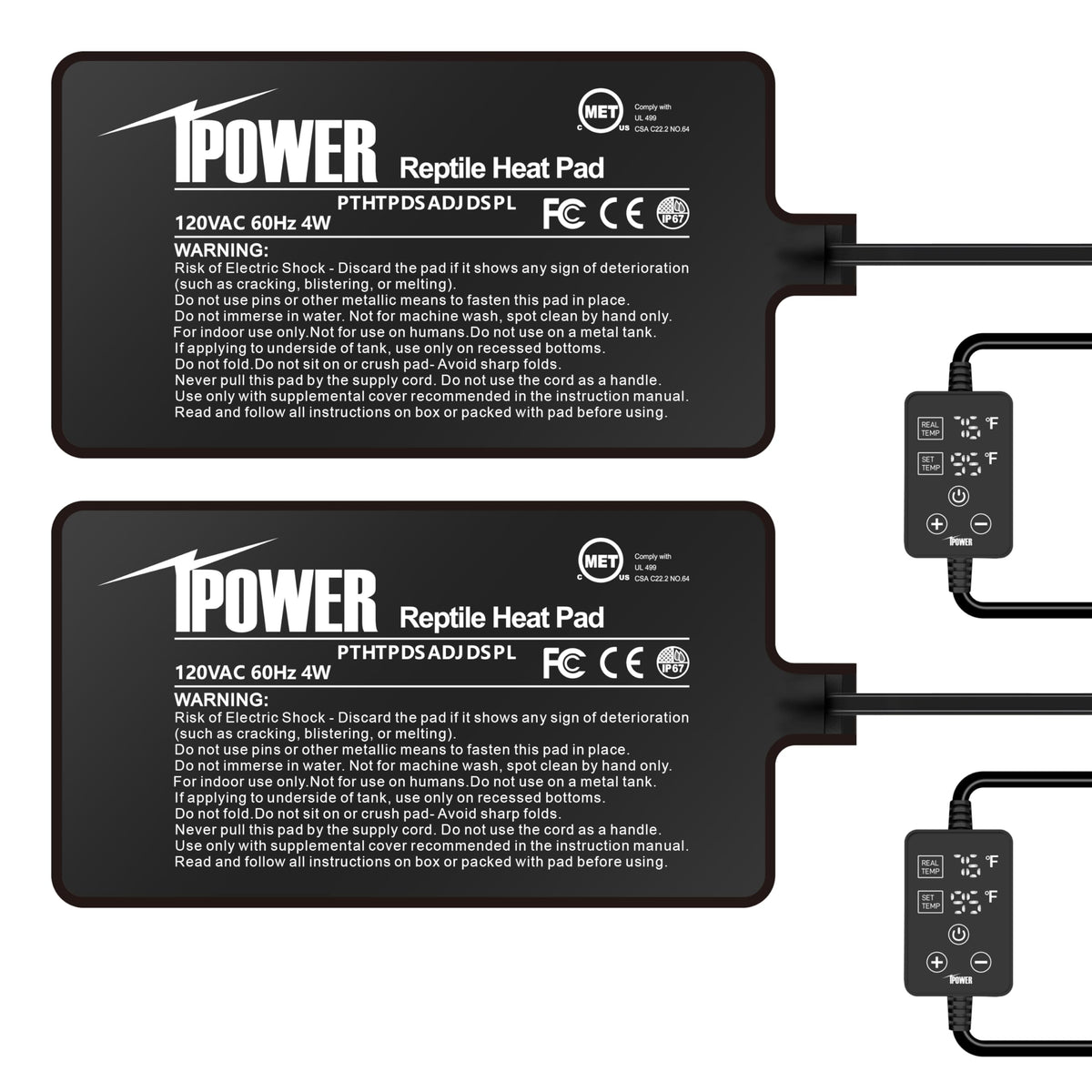iPower calentador reptil 4W 4x7, superficie cálida para terrario.