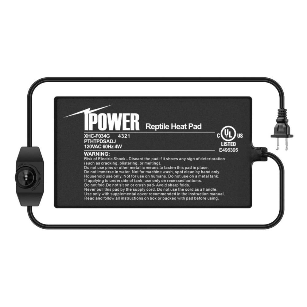 iPower calentador para reptiles 4W en vista frontal ofrece calor uniforme.
