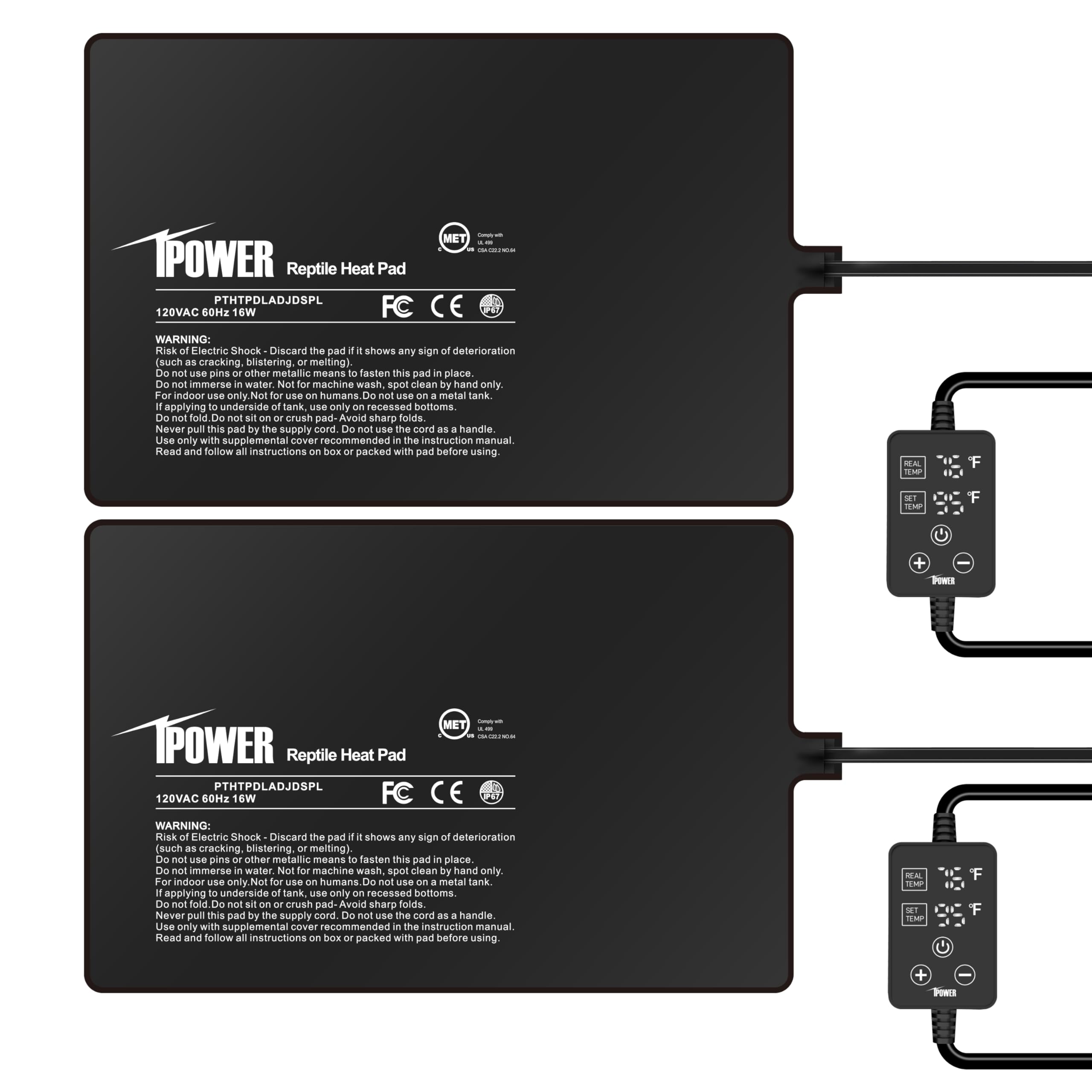 iPower manta calefactora 8x12 con termostato ajustable para reptiles