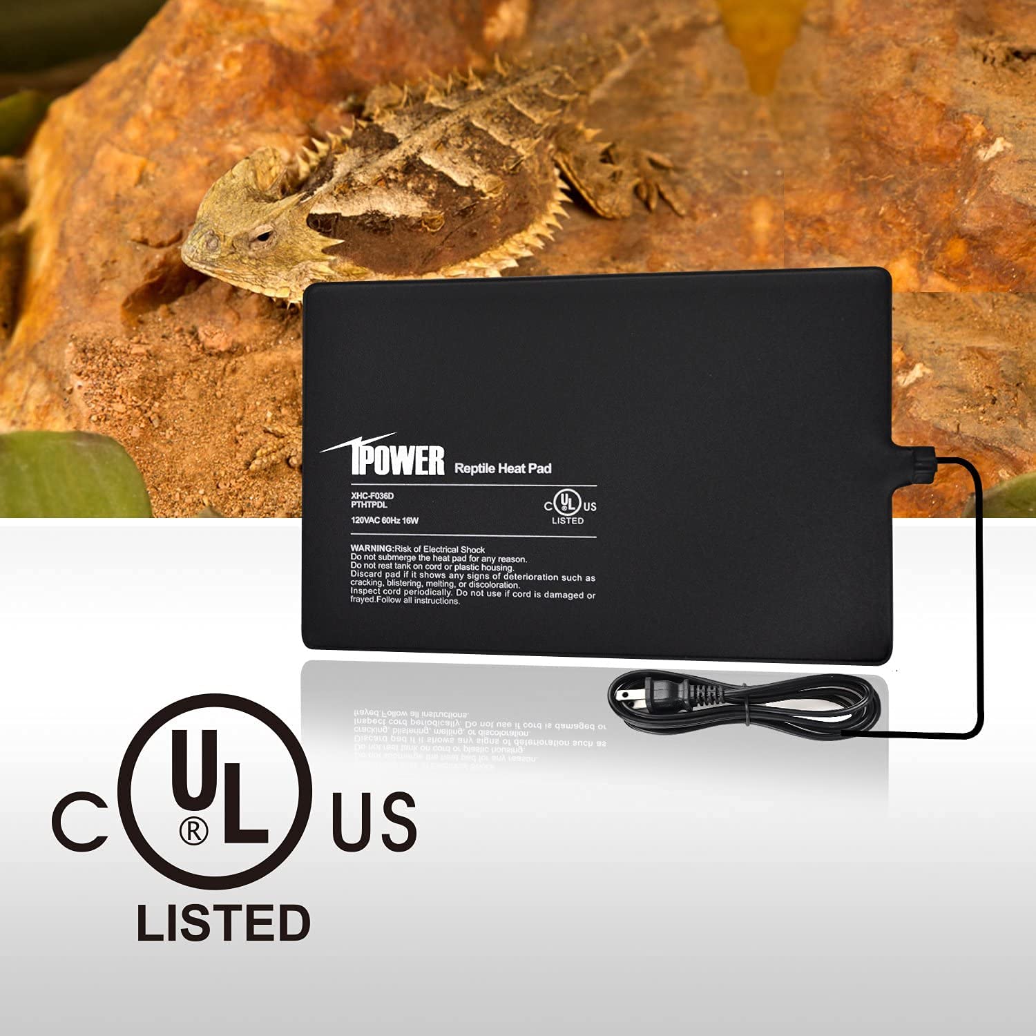 iPower Reptile Heat Pad ofrece instalación lateral segura en el terrario.
