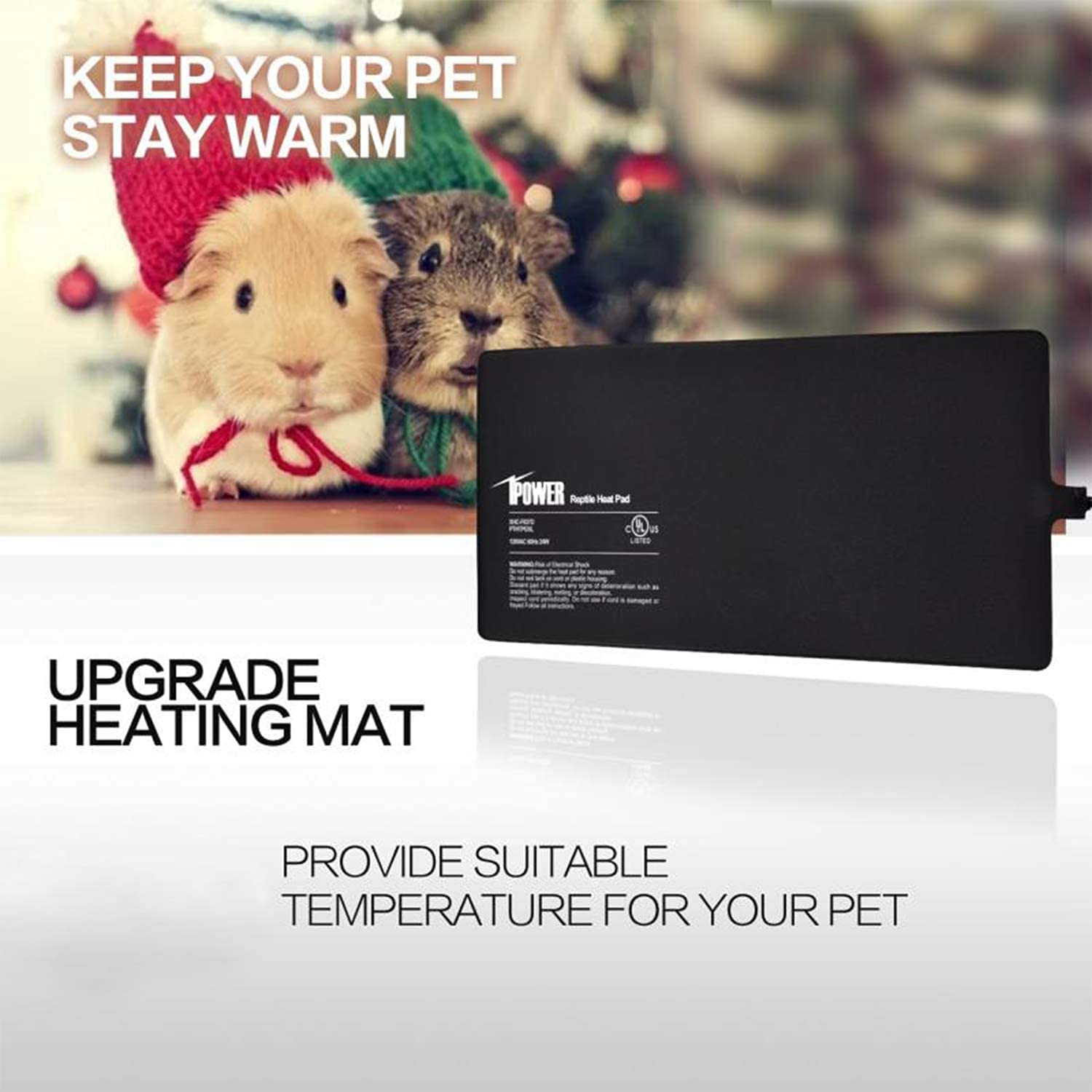 iPower Reptile Heat Pad admite montaje lateral para terrarios.