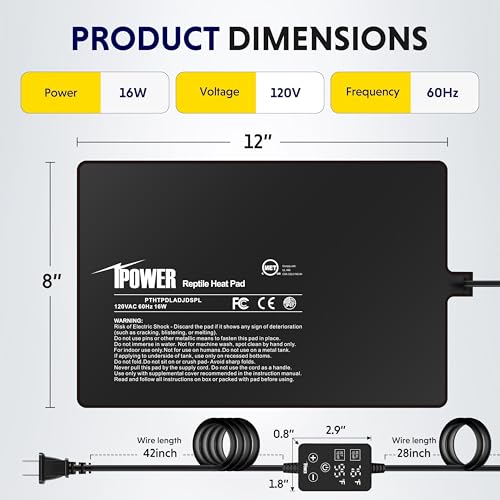 iPower-termostato-ajustable-16w controla temperatura precisa para reptiles.