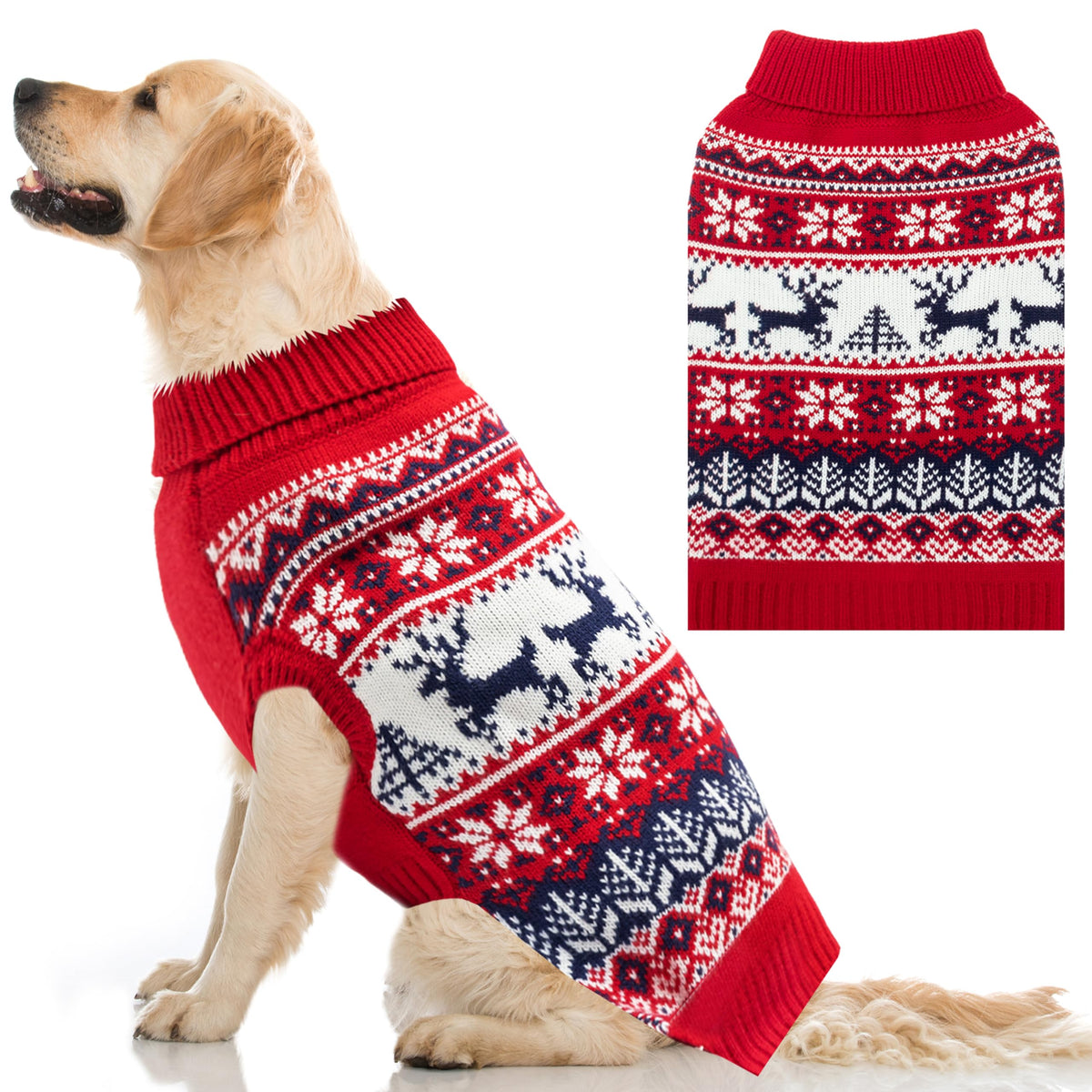 IPRAVOCI sudadera navideña para perro con copo de nieve, cálida para inviernos