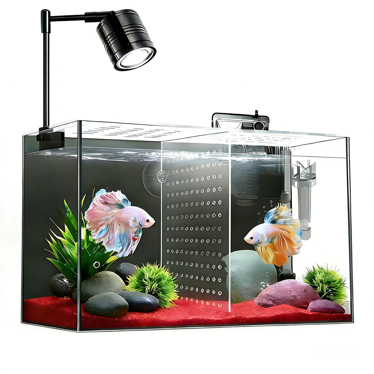 Acuario iPriro de 3 galones con vidrio claro para Bettas y peces pequeños.