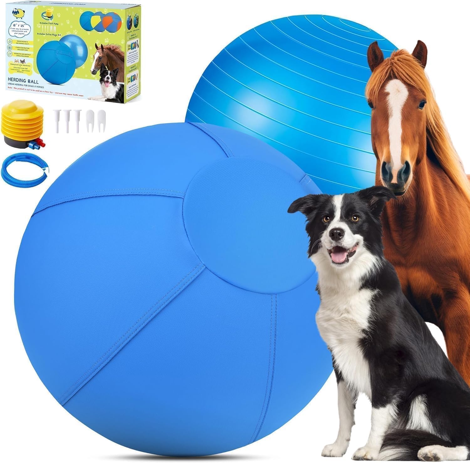 Pelota Irondance de 25'' azul, ideal para juego y entrenamiento al aire libre.