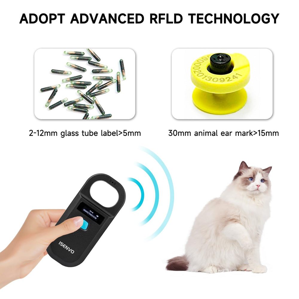 ISENVO lectura de chips ISO11784/11785 para perros y gatos, lectura rápida