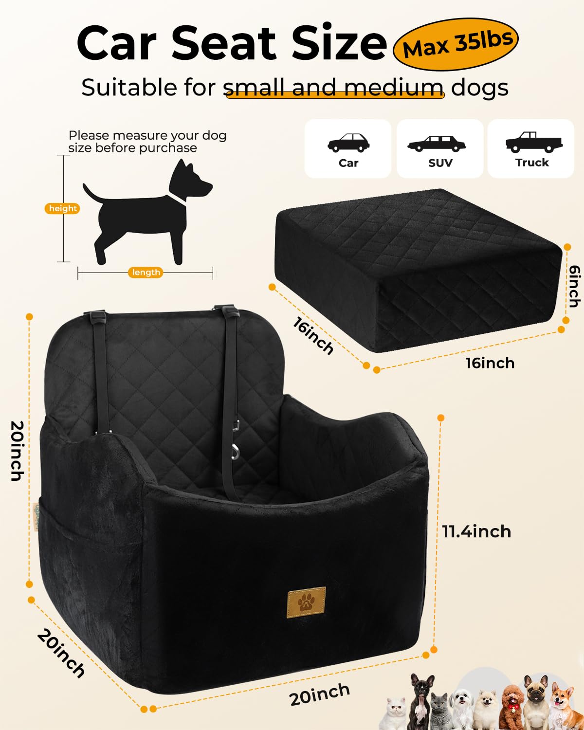 Colchón de memoria 30D Ishineon para perros, soporte cómodo durante viajes.