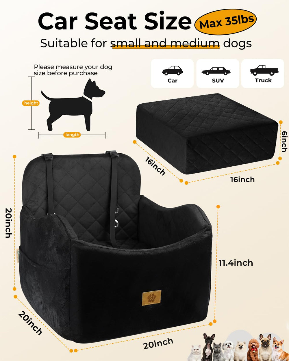 Colchón de memoria 30D Ishineon para perros, soporte cómodo durante viajes.