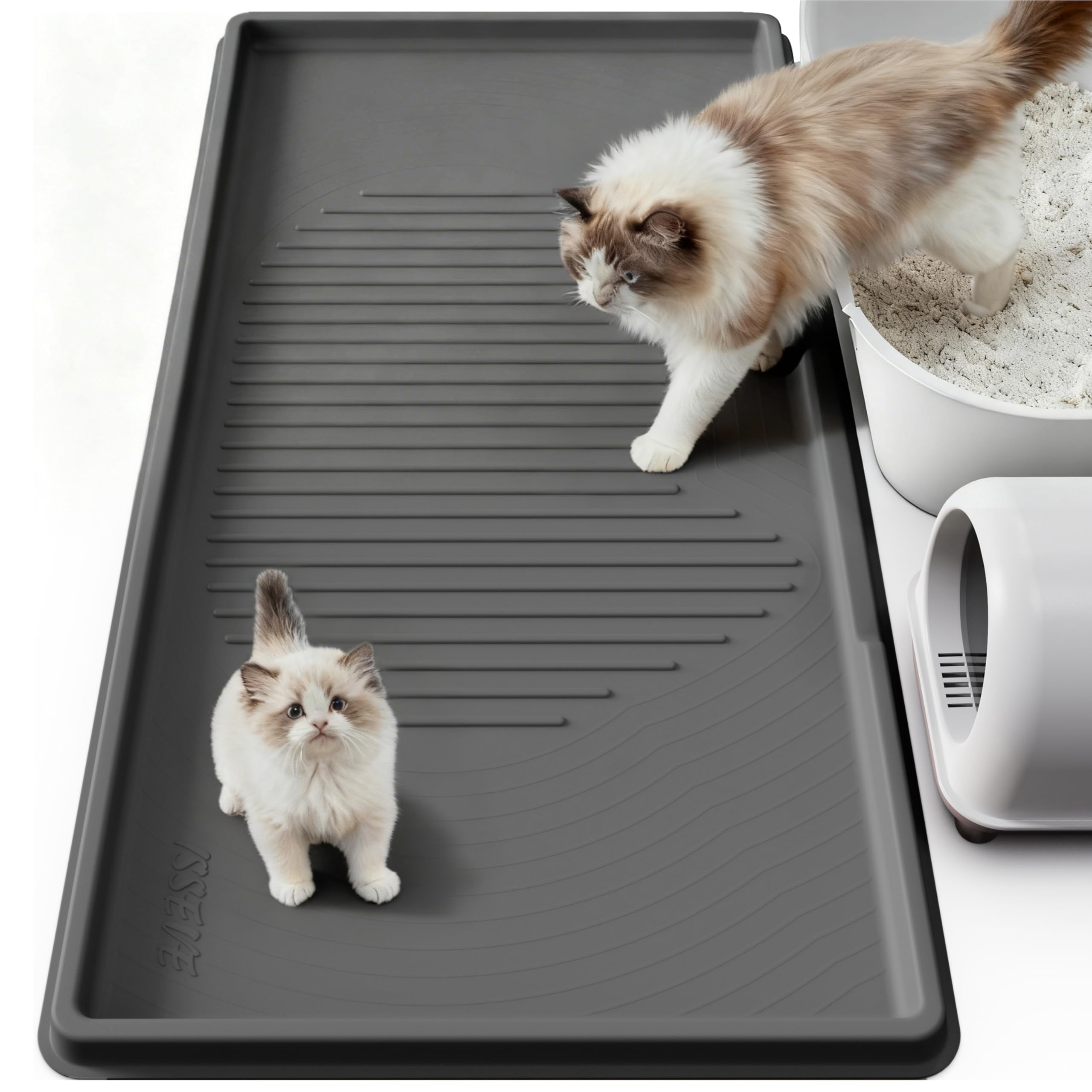 ISSEVE alfombrilla para arena de gato extra grande protege el suelo y reduce dispersión