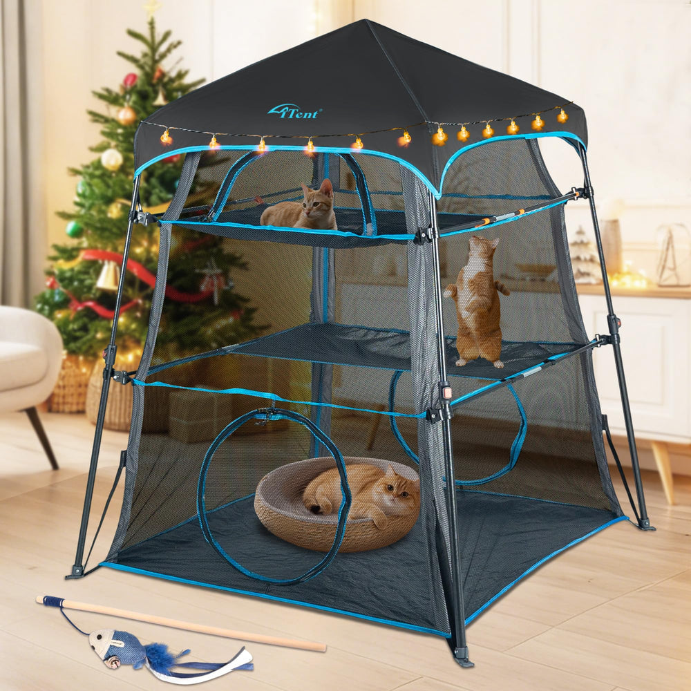 ITENT gatera exterior 3 niveles para gatos al aire libre con estabilidad.