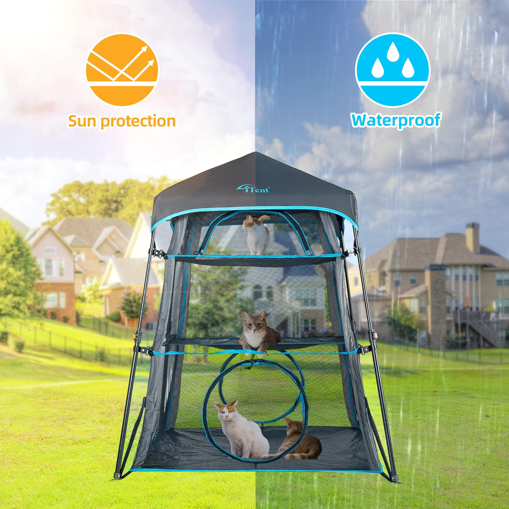 ITENT torre interior de 3 niveles ofrece espacio para varios gatos.