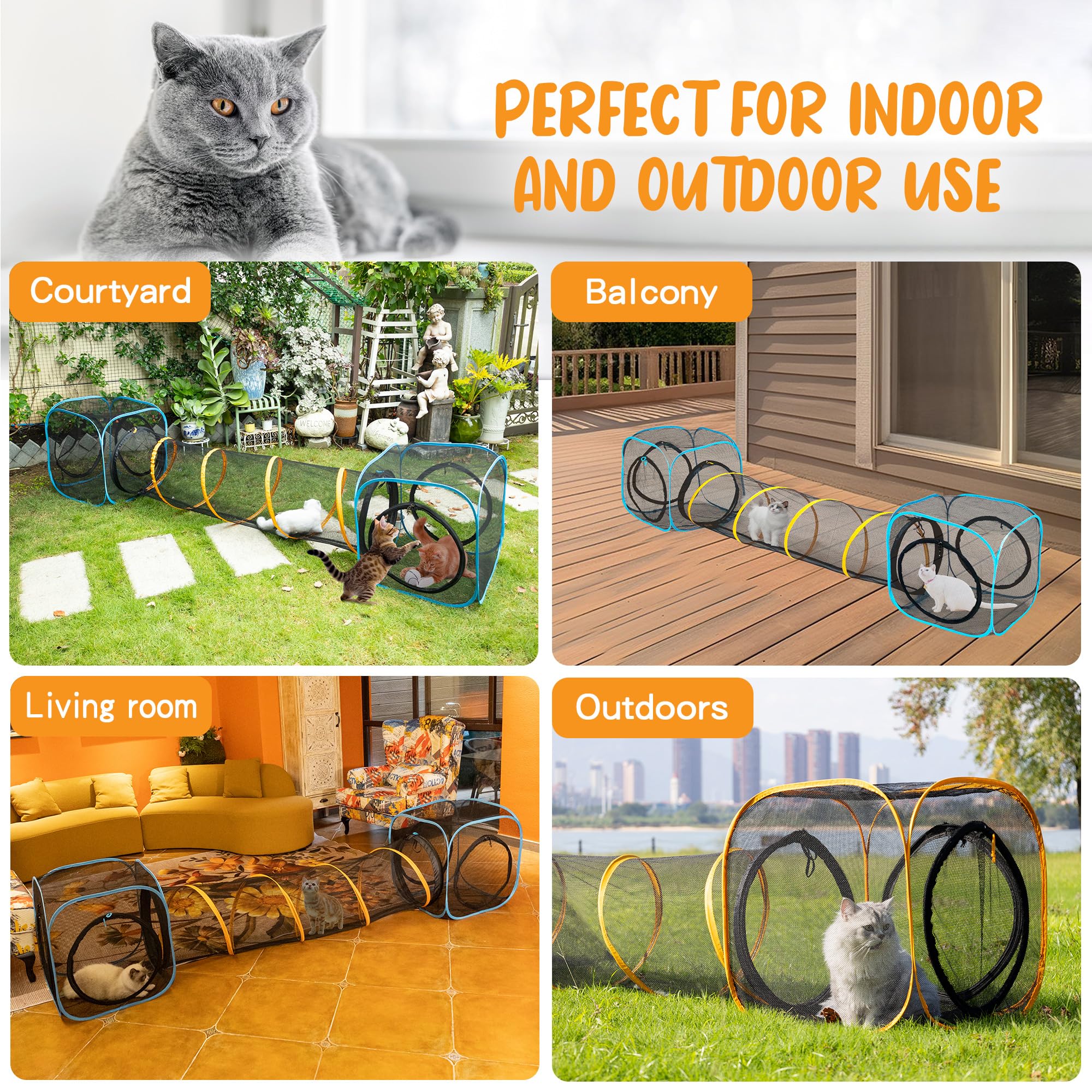 ITENT tunel para gatos con diámetro 18 pulgadas y longitud 59 pulgadas para exploración