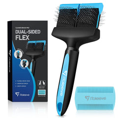 iToleeve Dual Flex Slicker para perros: cepillo suave para deslanado ligero