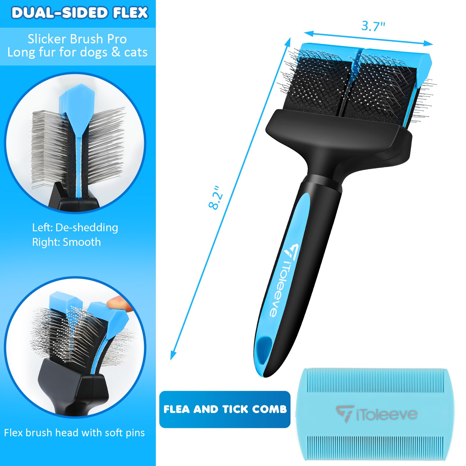 iToleeve Dual Flex Slicker deslanado pelo corto: cepillado rápido y eficiente