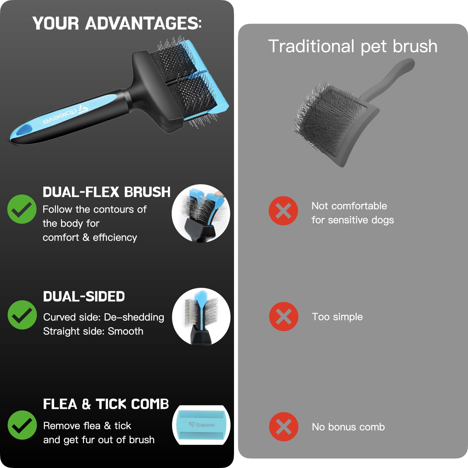 iToleeve Dual Flex Slicker filamentos rectos: crean pelaje suave y brillante