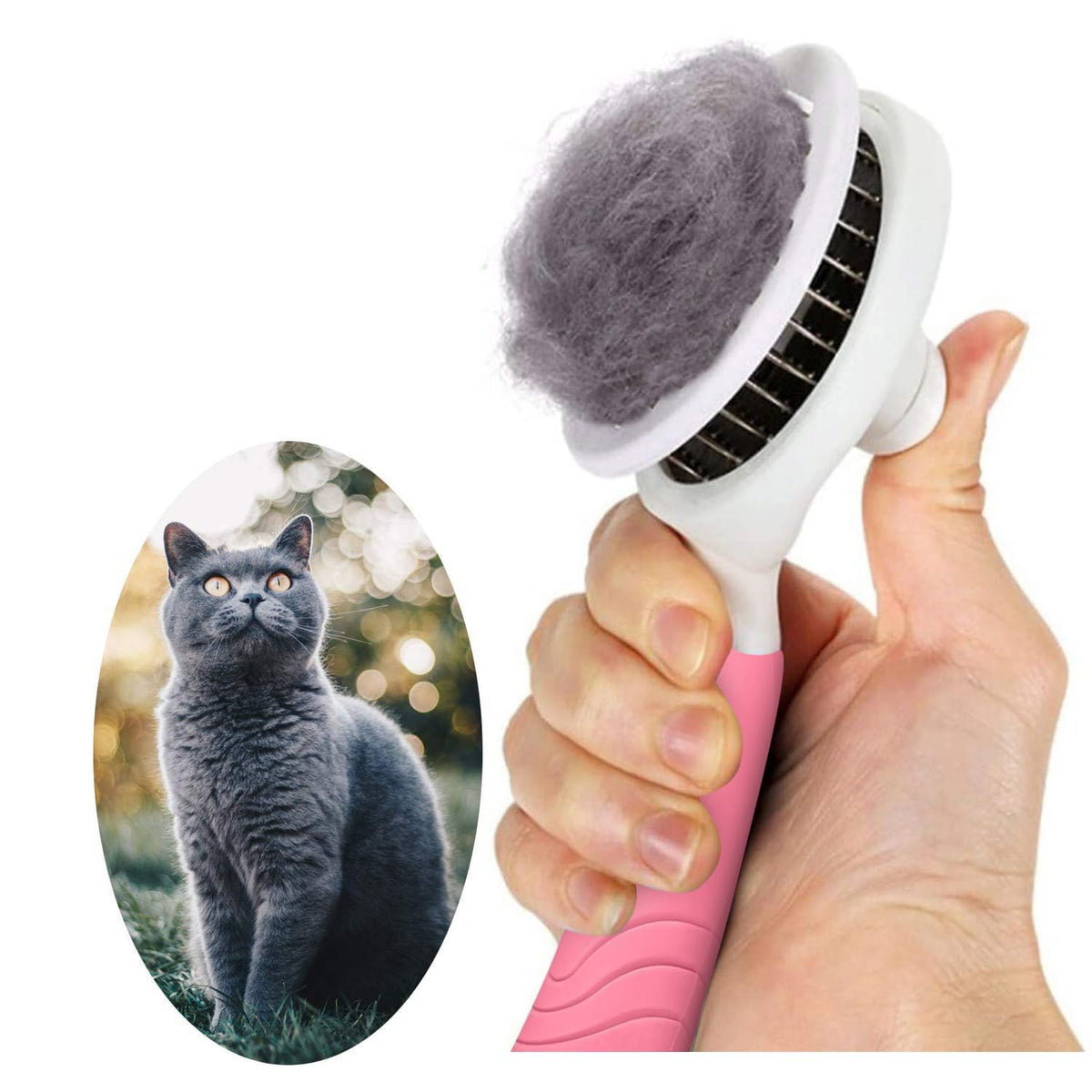 itPlus cepillo autolimpiable deslanado para mascotas, elimina pelo suelto con suavidad.