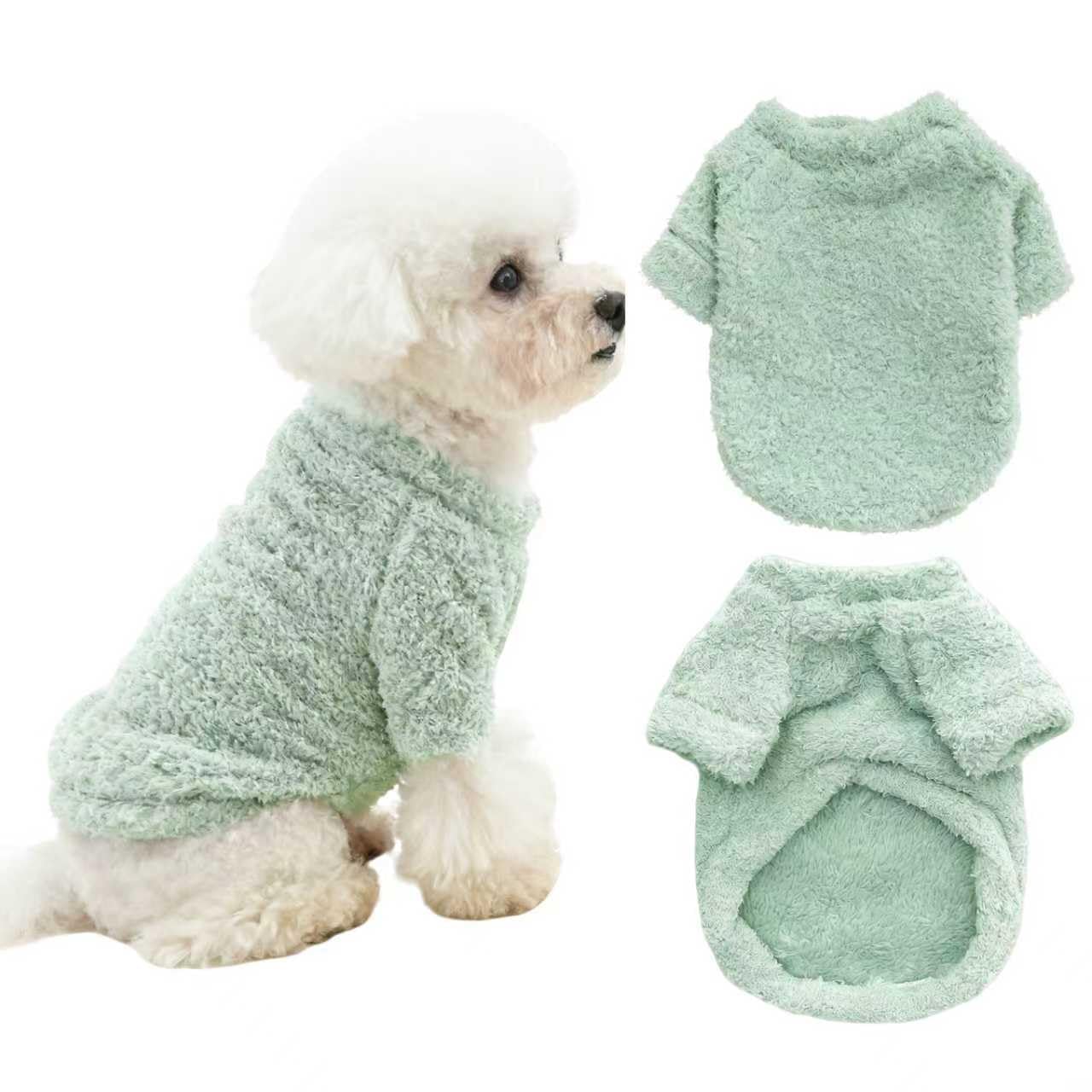 Ittokis sudadera perro forro pelo verde XS, abrigo cálido para días fríos