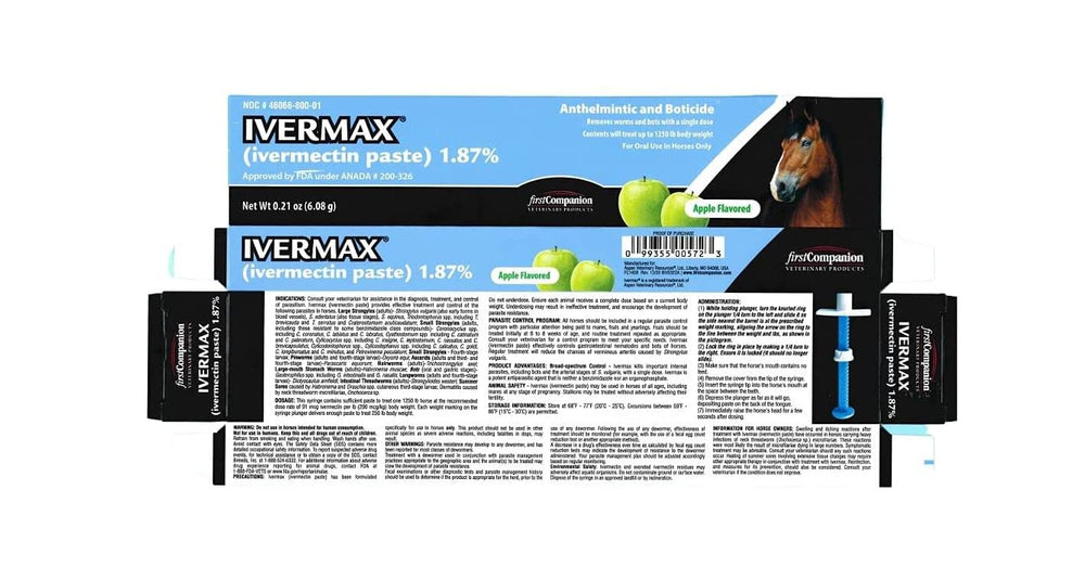Ivermax pasta ivermectina envase 4-pack para uso oral en caballos, facilita desparasitación.